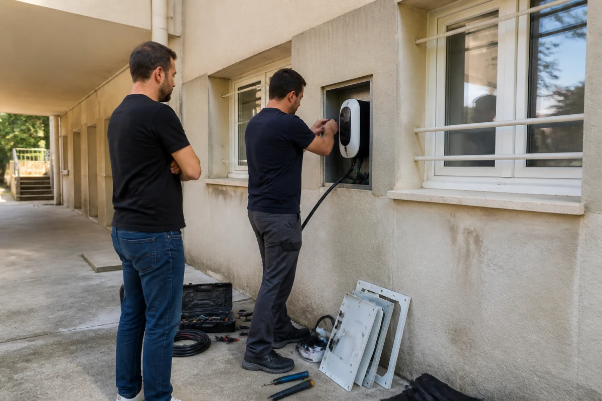 Installation borne IRVE copropriété résidentielle Marseille